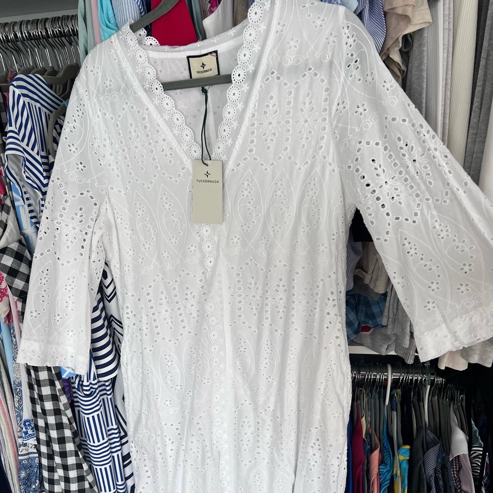Tuckernuck eyelet midi dress size small